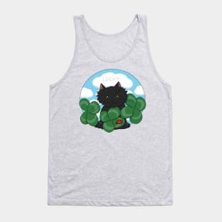 Cute Cat with Four Leaf Clovers Tank Top